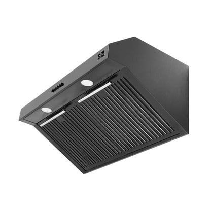 FORNO Espresso Package - 30" Electric Range, Range Hood, Refrigerator and Dishwasher in Black with Antique Brass Handles, FBDL-006-02US