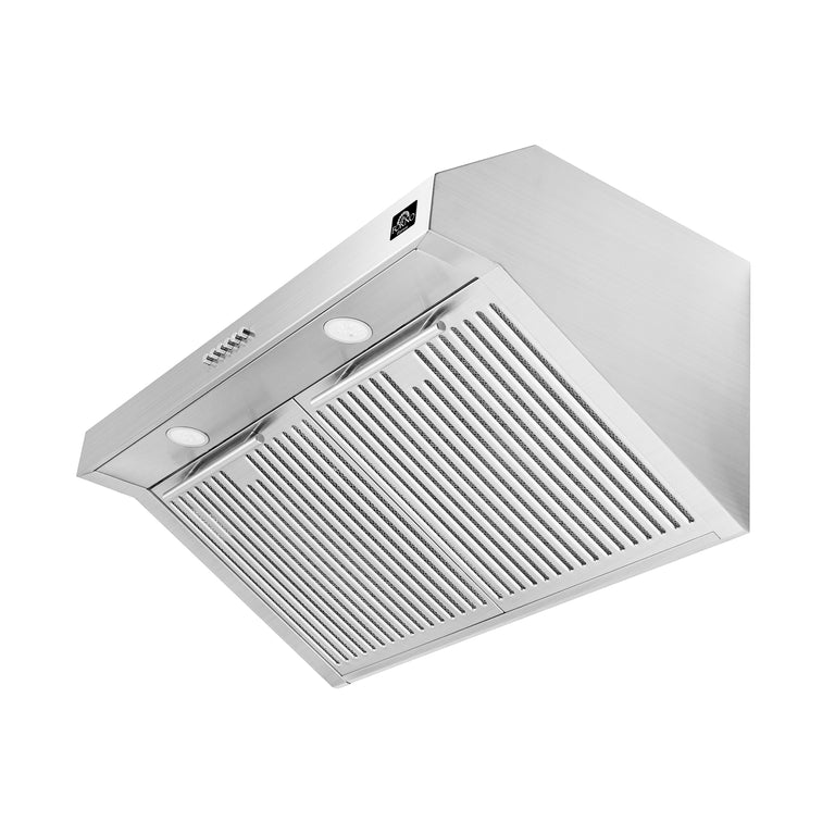 FORNO Espresso Package - 30" Electric Range, Range Hood and Refrigerator in Stainless Steel