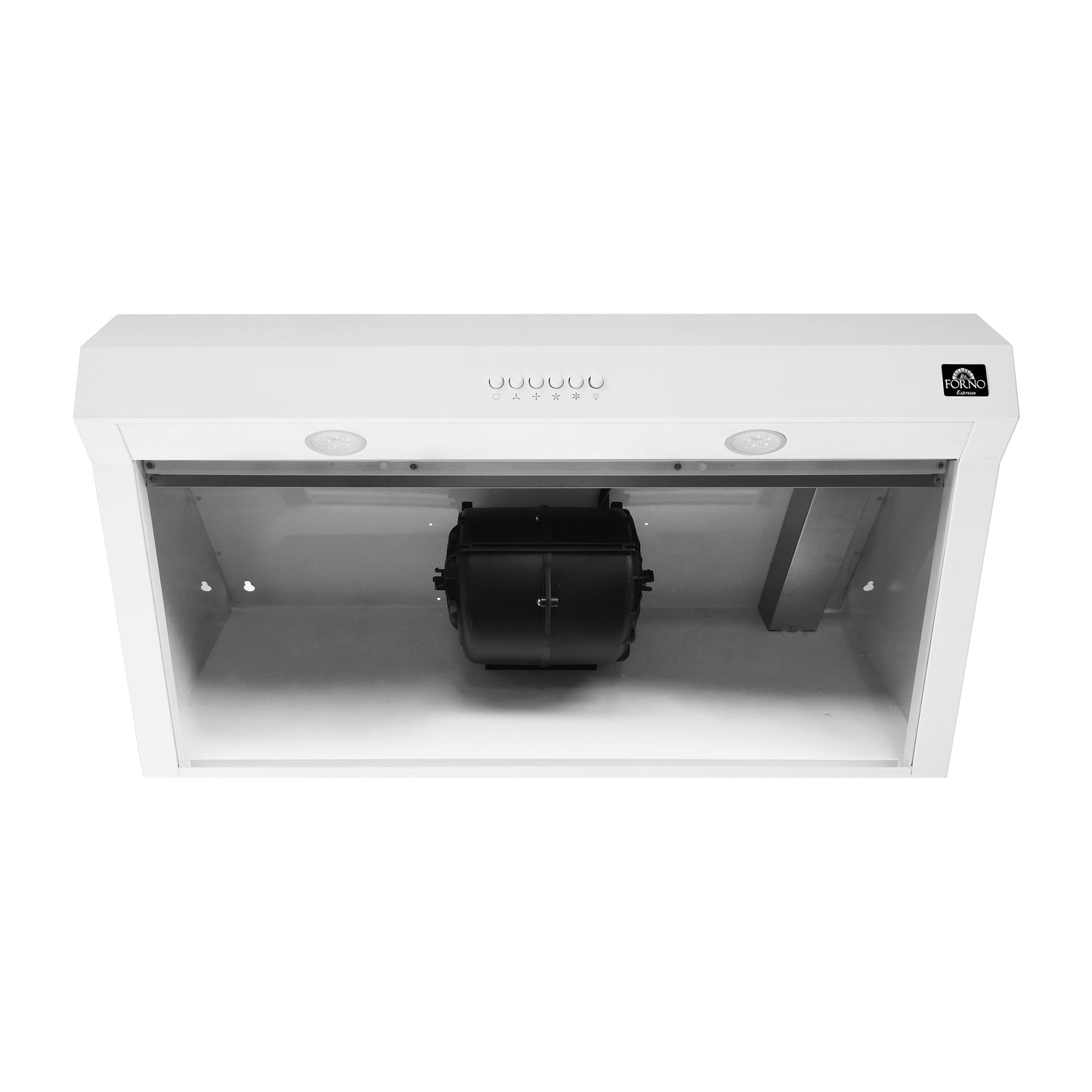Forno Bari 30-Inch Under-Cabinet Range Hood, 400 CFM, White with Antique Brass Handles (Model FRHUC5255-30WHT)