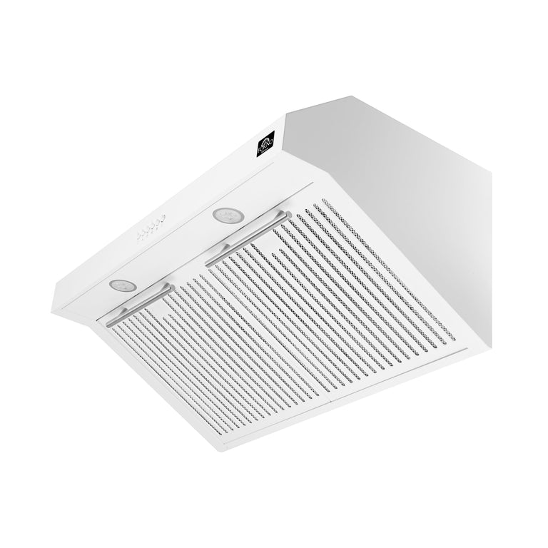 FORNO Espresso Package - 30" Electric Range and Range Hood in White with Antique Brass Handles, FBDL-002-03US