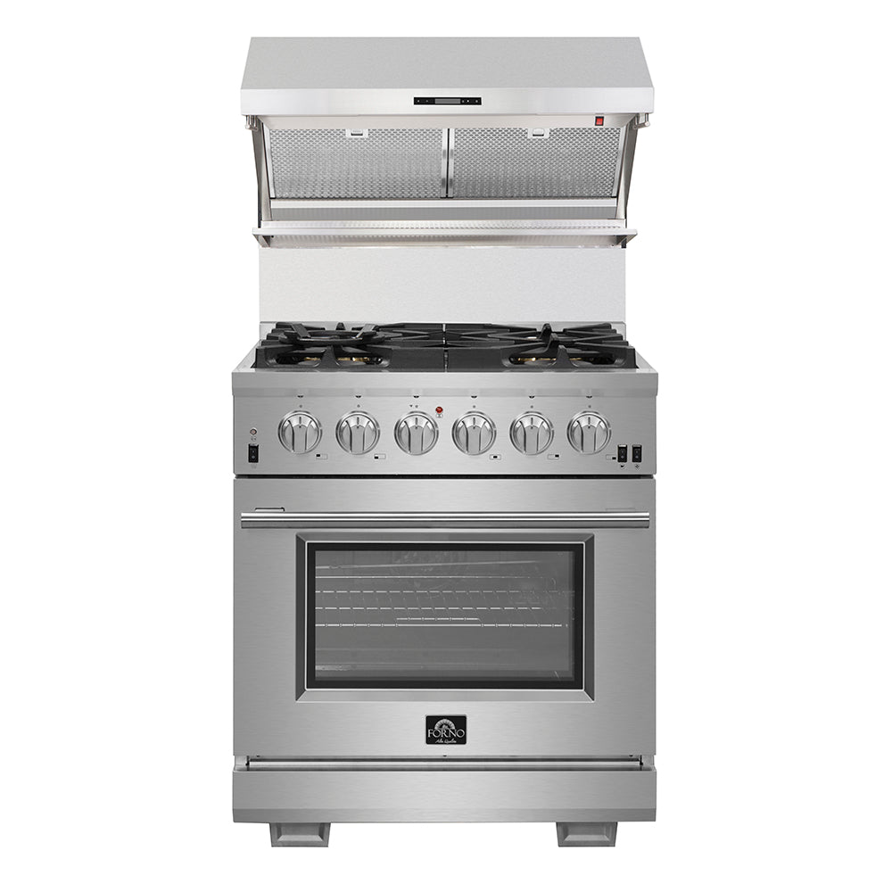 Forno Savona 30-Inch Wall-Mount Range Hood with Backsplash, 600 CFM, Stainless Steel, Hybrid Filters (Model FRHWM5029-30HB)