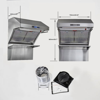 Forno Savona 30-Inch Wall-Mount Range Hood with Backsplash, 600 CFM, Stainless Steel, Hybrid Filters (Model FRHWM5029-30HB)