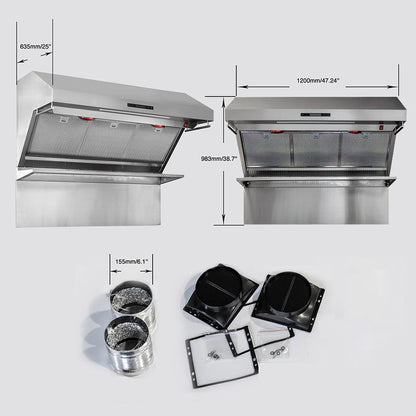 FORNO Appliance Package - 48" Dual Fuel Range, 48" Range Hood, 48" Refrigerator, AP-FFSGS6156-48-10