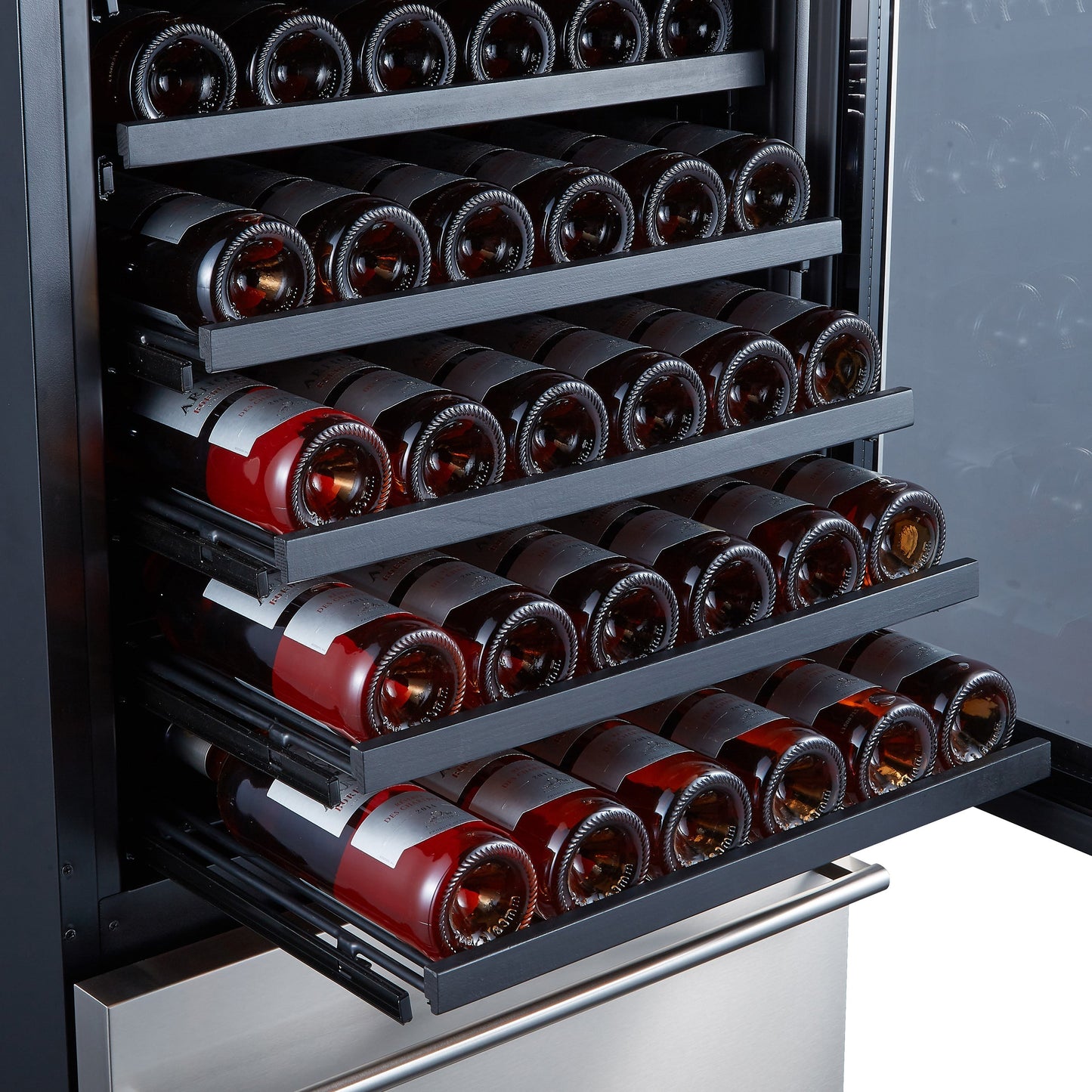 FORNO Azienda 24-Inch Built-In Wine Cooler, 108 Bottle Capacity, Triple Zone, Stainless Steel (FWCDR6628-24S)