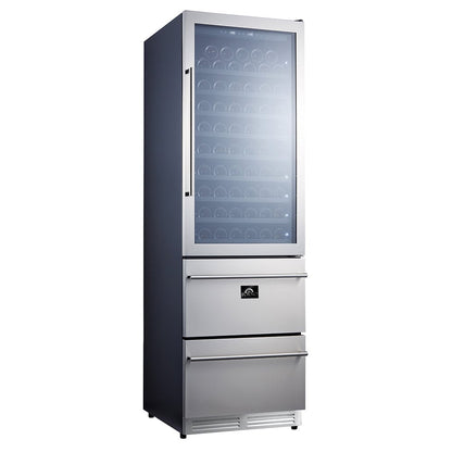 FORNO Appliance Package - 48" Dual Fuel Range, Range Hood, 60" Refrigerator, Dishwasher, Microwave, Wine Cooler