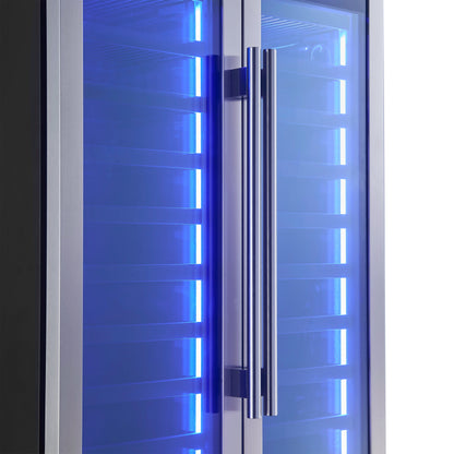 FORNO Campania 32-Inch Triple Zone French Door Wine Cooler with Dual Beverage Drawers, 120-Bottle Capacity (Model FWCDR6635-32S)