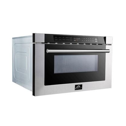 FORNO Appliance Package - 36 Inch Pro Gas Range, Range Hood, Refrigerator, Microwave Drawer, Dishwasher, Wine Cooler, AP-FFSGS6260-36-9