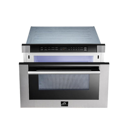 FORNO Appliance Package - 30" Gas Range, 30" Range Hood, 60" Refrigerator, Dishwasher, Microwave Drawer, AP-FFSGS6276-30-W-8