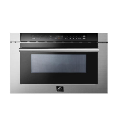 FORNO Appliance Package - 36 Inch Pro Gas Range, Wall Mount Range Hood, Microwave Drawer, Dishwasher, AP-FFSGS6260-36-6