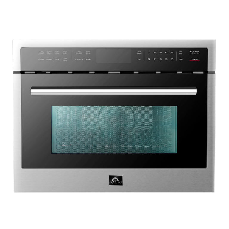 FORNO Package - 36" Electric French Door Range, Wall Mount Range Hood, Refrigerator, Dishwasher and Microwave, AP-FFSEL6917-36-5PK-1