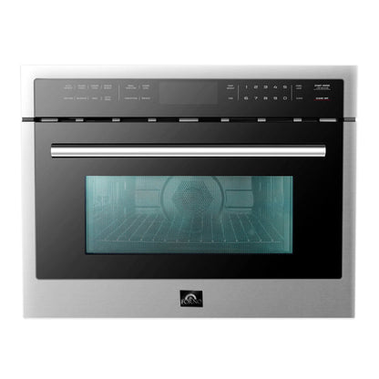 FORNO Package - 36" Electric French Door Range, Wall Mount Range Hood, Refrigerator, Dishwasher, Microwave and Wine Cooler, AP-FFSEL6917-36-6PK-1