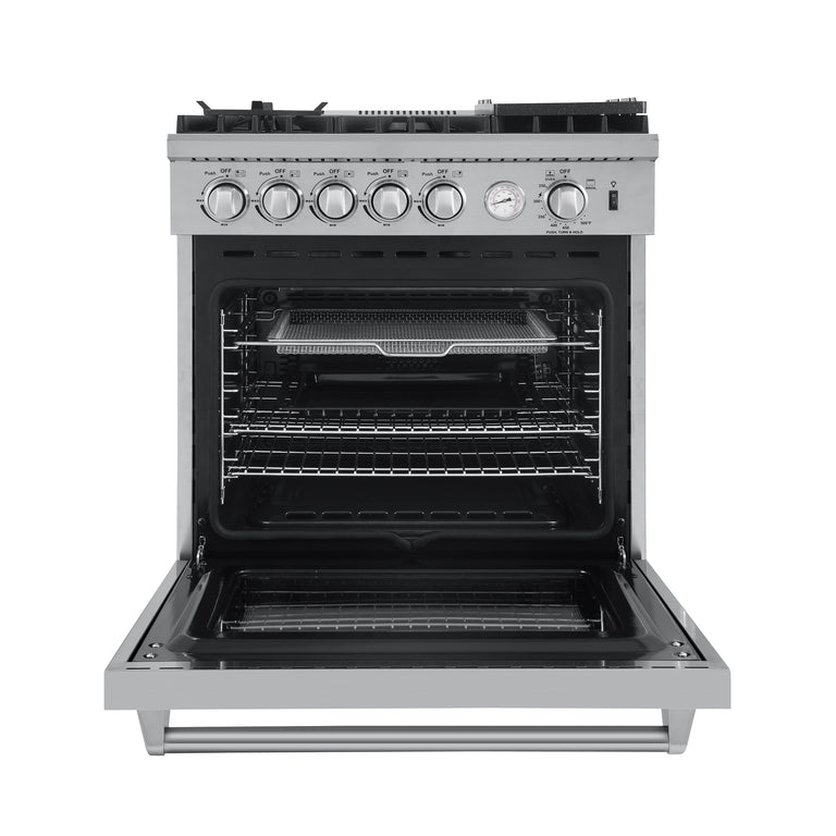 FORNO Appliance Package - 30" Gas Range, 30" Range Hood, Microwave Drawer, AP-FFSGS6276-30-W-3
