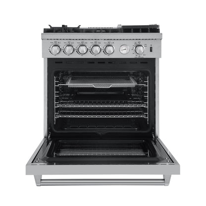 FORNO Appliance Package - 30" Gas Range, 30" Range Hood, Microwave Drawer, AP-FFSGS6276-30-W-3