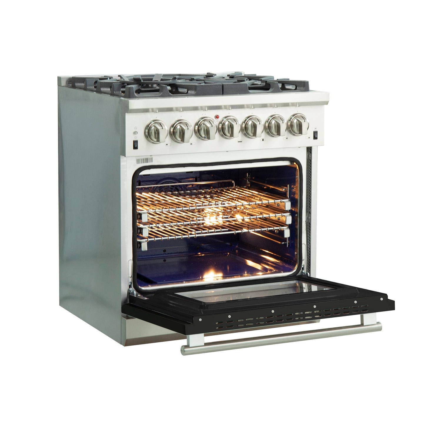 Forno Capriasca 30 in. Freestanding Dual Fuel Range, 5 Sealed Burners, 4.32 cu. ft. Electric Oven, Black (FFSGS6187-30BLK)