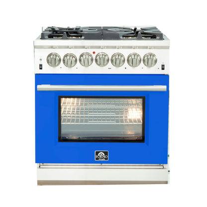 Forno Capriasca 30 in. 4.32 cu. ft. Freestanding Dual Fuel Range with 5 Sealed Burners and Electric Oven in Blue (FFSGS6187-30BLU)
