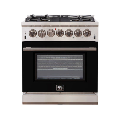 Forno Capriasca 30 in. 4.32 cu. ft. Freestanding Gas Range with 5 Sealed Burners in Black (FFSGS6260-30BLK)