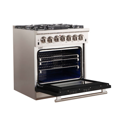Forno Capriasca 30 in. 4.32 cu. ft. Freestanding Gas Range with 5 Sealed Burners in Black (FFSGS6260-30BLK)