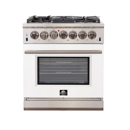 Forno Capriasca 30 in. 4.32 cu. ft. Freestanding Gas Range with 5 Sealed Burners in White (Model FFSGS6260-30WHT)