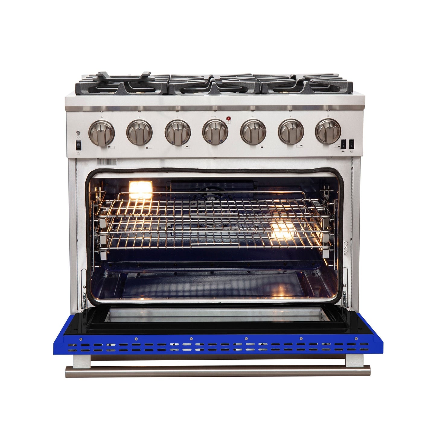 Forno Capriasca 36-Inch Gas Range, 5.36 cu. ft. Oven, 6 Burners, Blue, Model FFSGS6260-36BLU