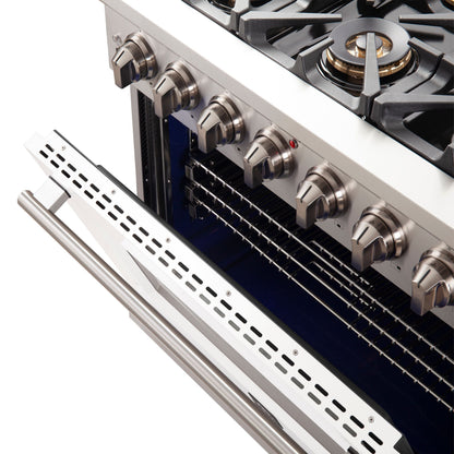 Forno Capriasca 36-Inch Gas Range, 5.36 cu. ft. Oven, 6 Sealed Gas Burners, White Finish (Model FFSGS6260-36WHT)