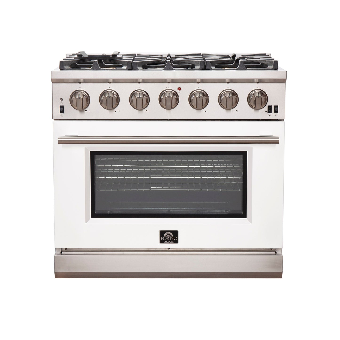 Forno Capriasca 36-Inch Gas Range, 5.36 cu. ft. Oven, 6 Sealed Gas Burners, White Finish (Model FFSGS6260-36WHT)