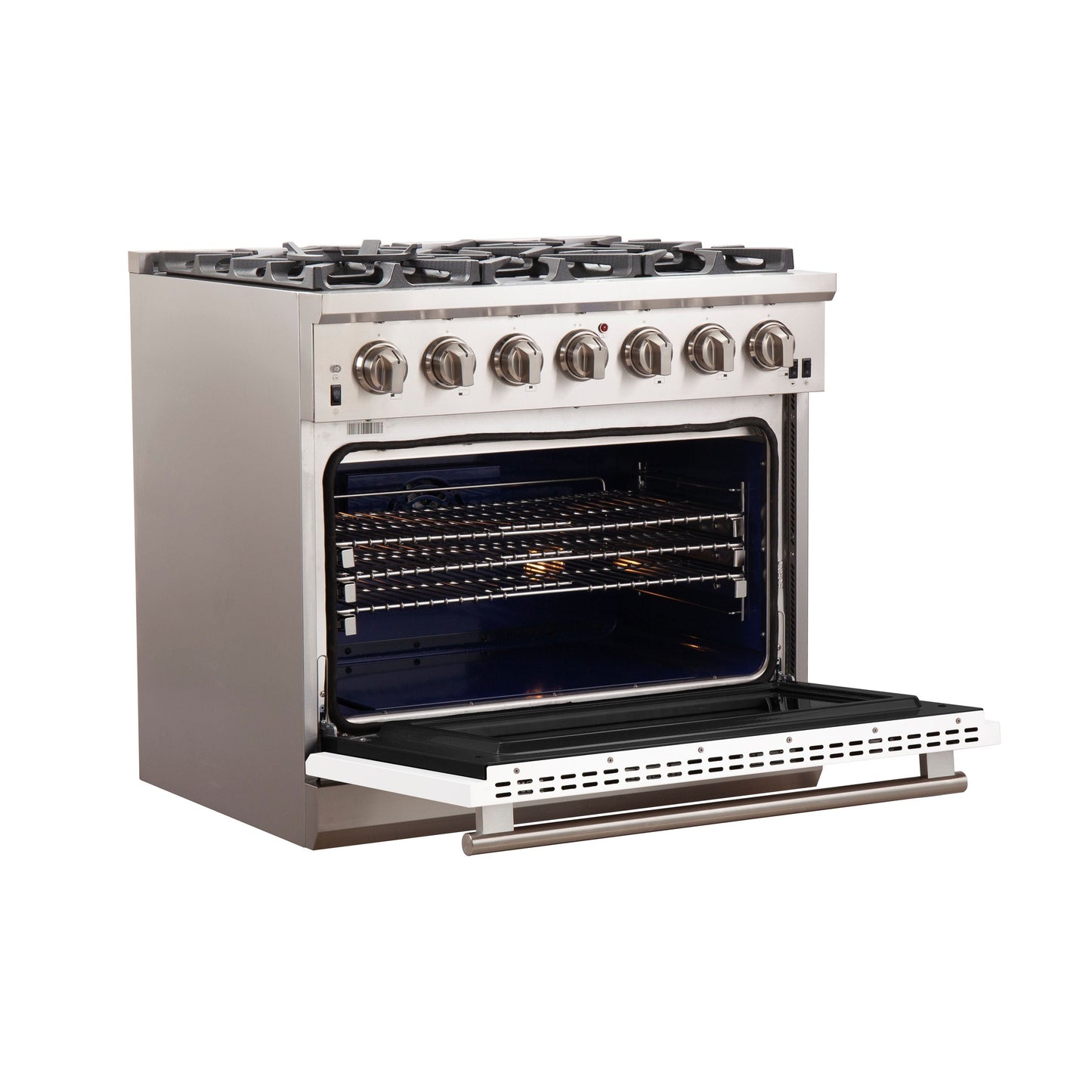 Forno Capriasca 36-Inch Gas Range, 5.36 cu. ft. Oven, 6 Sealed Gas Burners, White Finish (Model FFSGS6260-36WHT)