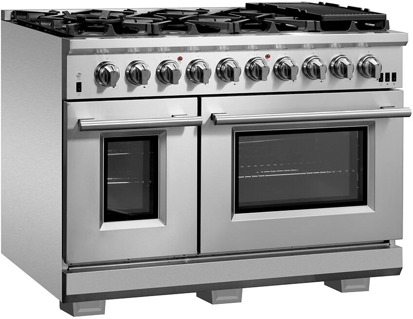 FORNO Appliance Package - 48 Inch Gas Burner/Electric Oven Pro Range, Wall Mount Range Hood, Dishwasher, AP-FFSGS6187-48-2