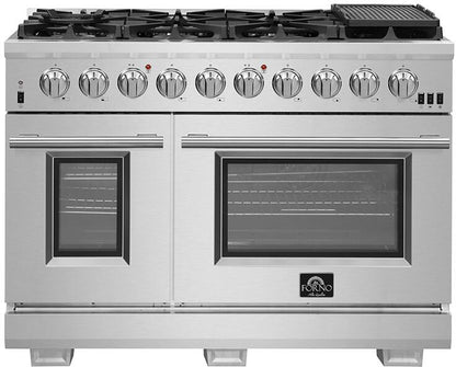 FORNO Appliance Package - 48 Inch Pro Gas Range, Wall Mount Range Hood, Dishwasher, AP-FFSGS6260-48-2