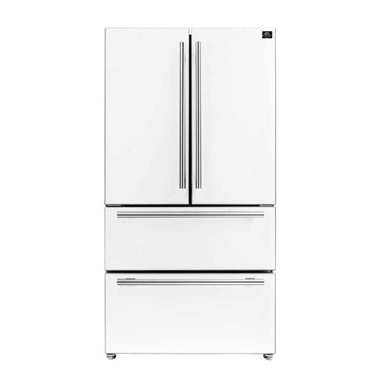 FORNO Espresso Package - 30" Electric Range and Refrigerator in White with Stainless Steel Handles