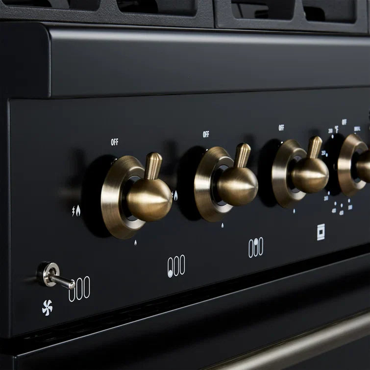 FORNO Antico 36 in. Gas Range, 4.5 cu. ft., 6 Sealed Burners, Black with Antique Brass Accents (Model FFSGS6219-36BLK)