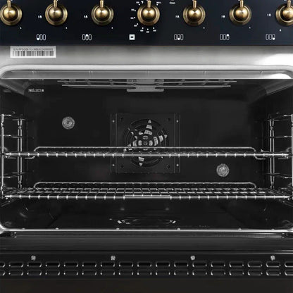 FORNO Antico 36 in. Gas Range, 4.5 cu. ft., 6 Sealed Burners, Black with Antique Brass Accents (Model FFSGS6219-36BLK)