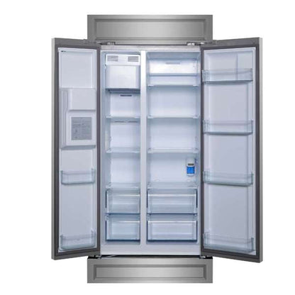 FORNO Salerno 40-Inch Built-In Side-by-Side Refrigerator, 20 Cu. Ft., Water & Ice Dispenser, Stainless Steel, FFRBI1844-40MG
