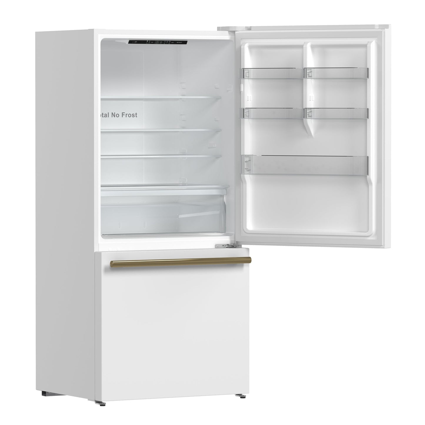 FORNO Espresso Milano 62 in. 34.4 cu. ft. Side-by-Side Refrigerator with Ice Maker, White with Antique Brass Accents (Model FFFFD1787-60WHT)