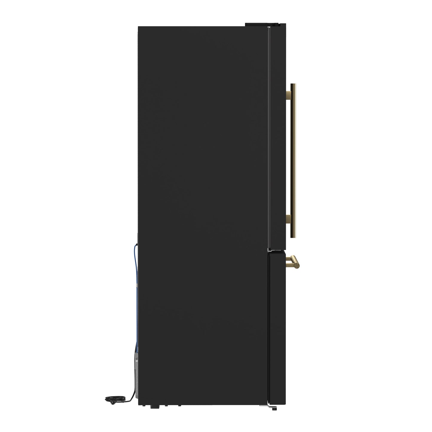 Forno Espresso Milano 62-Inch Side-by-Side Refrigerator, 34.4 cu ft, Ice Maker, Black Finish with Antique Brass Handles (Model FFFFD1787-60BLK)