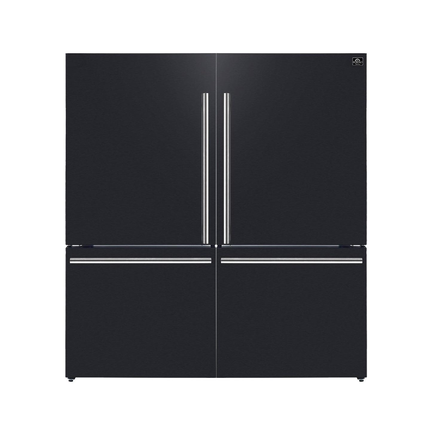 FORNO Milano 62" Side-by-Side Refrigerator, 34.4 cu ft, Ice Maker, Black with Stainless Steel Accents (FFFFD1787-60BLK)