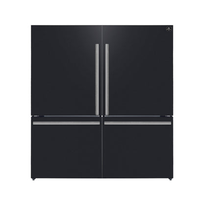 FORNO Milano 62" Side-by-Side Refrigerator, 34.4 cu ft, Ice Maker, Black with Stainless Steel Accents (FFFFD1787-60BLK)