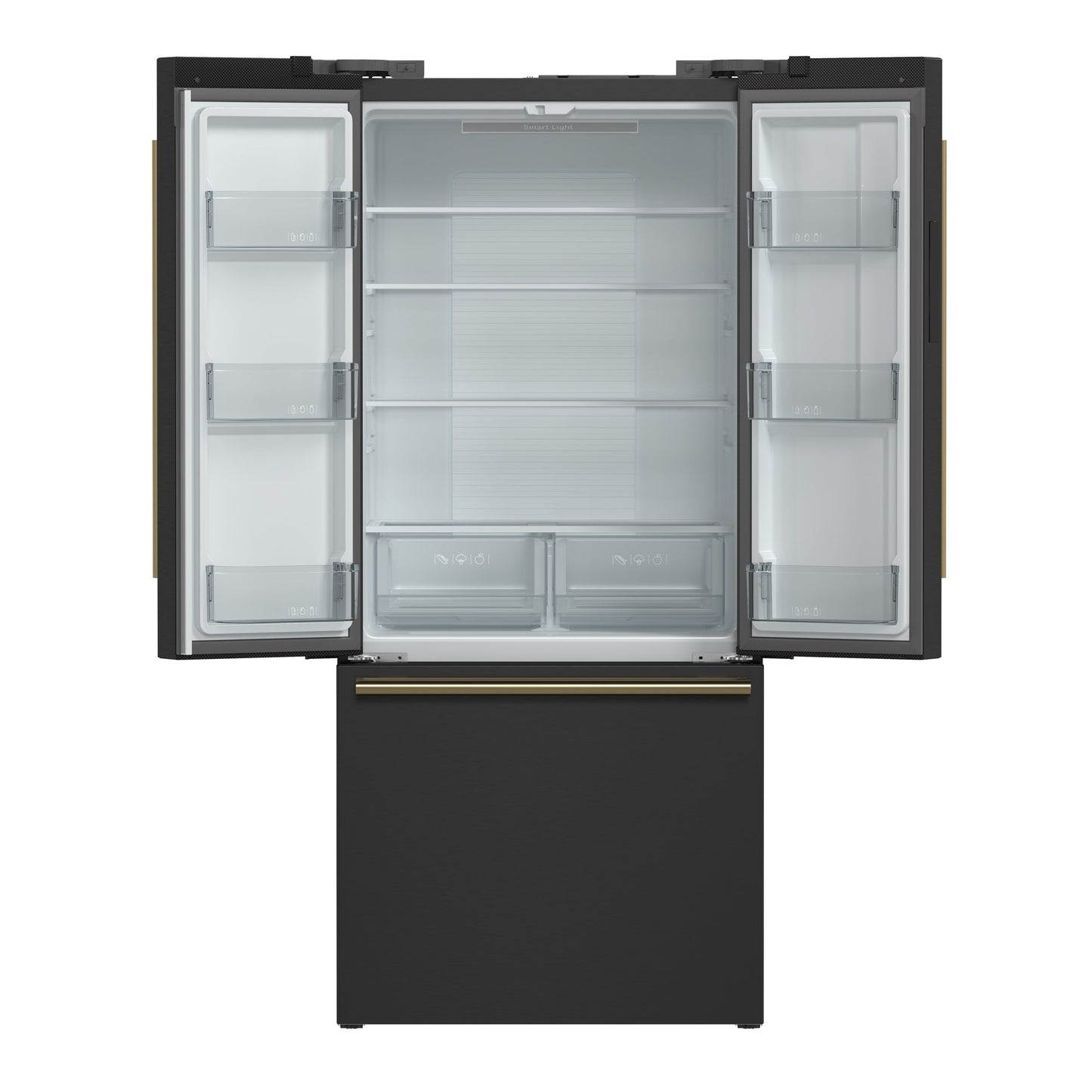 Forno Gallipoli 30-Inch Refrigerator with Ice Maker, 17.5 Cu. Ft., Black with Antique Brass Handles (Model FFFFD1974-31BLK)