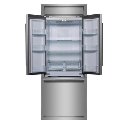 Forno Gallipoli 35-Inch Built-In French Door Refrigerator, 17.5 cu ft, Stainless Steel, Ice Maker, Model FFFFD1974-35MG
