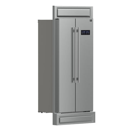 FORNO Salerno 37-Inch Built-In Side-by-Side Refrigerator, 15.6 cu ft, Stainless Steel, with Modern Trim Kit (FFRBI1805-37MG)