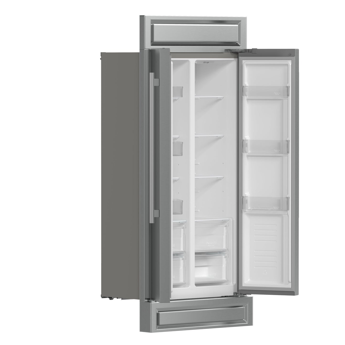 FORNO Salerno 37-Inch Built-In Side-by-Side Refrigerator, 15.6 cu ft, Stainless Steel, with Modern Trim Kit (FFRBI1805-37MG)