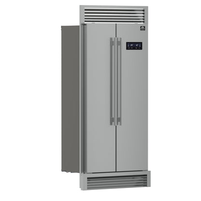 Forno Salerno 37-Inch Side-by-Side Built-In Refrigerator, 15.6 Cu. Ft., Stainless Steel with Grill Trim Kit (Model FFRBI1805-37SG)