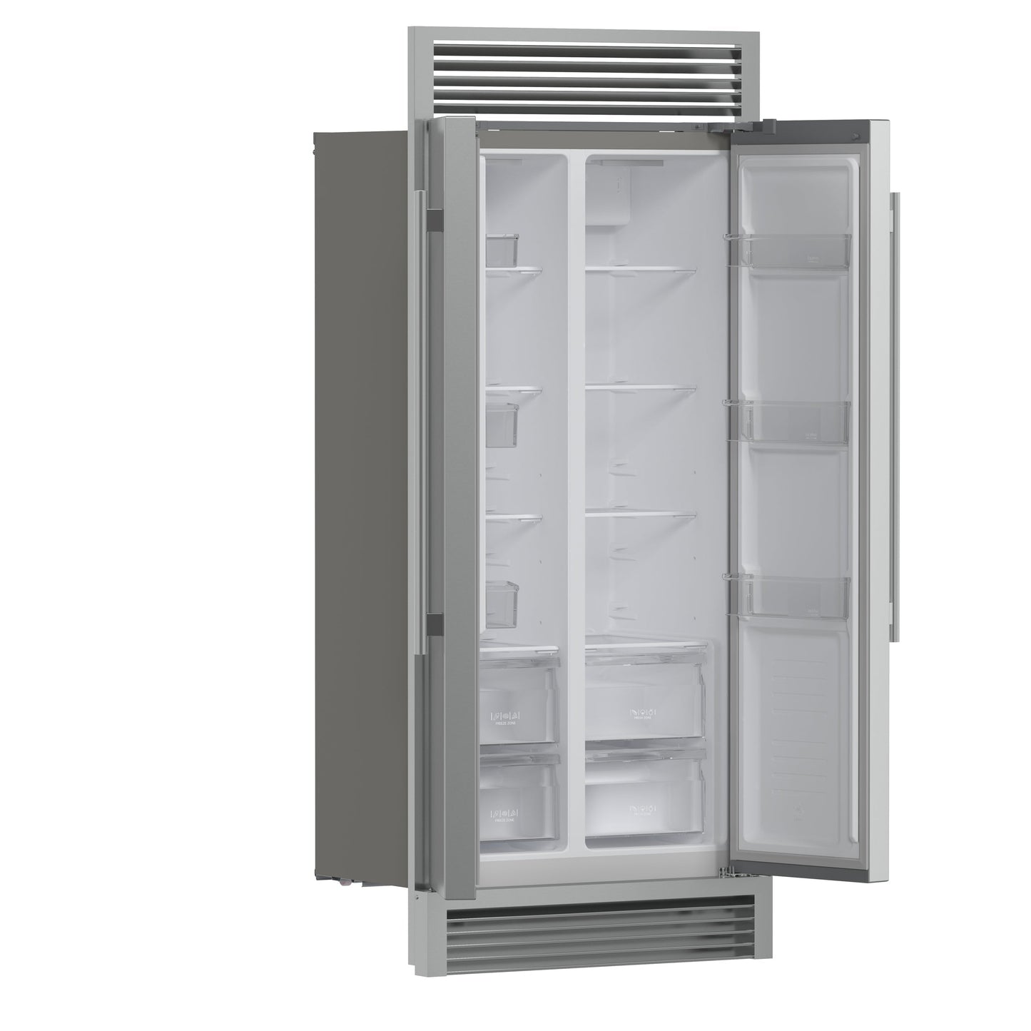 Forno Salerno 37-Inch Side-by-Side Built-In Refrigerator, 15.6 Cu. Ft., Stainless Steel with Grill Trim Kit (Model FFRBI1805-37SG)