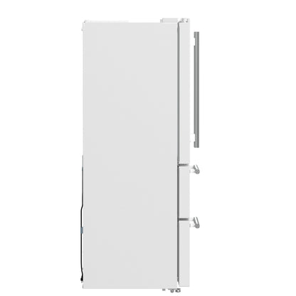 Forno Espresso Moena 36 in Counter-Depth French Door Refrigerator, 19.2 cu ft, White, with Ice Maker and Stainless Steel Handles (FFRBI1820-36WHT)