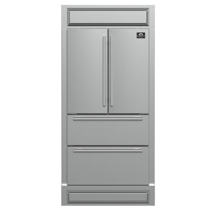 Forno Moena 40-Inch Built-In French Door Refrigerator, 19.2 cu. ft., Stainless Steel, Ice Maker, Modern Trim Kit (Model FFRBI1820-40MG)