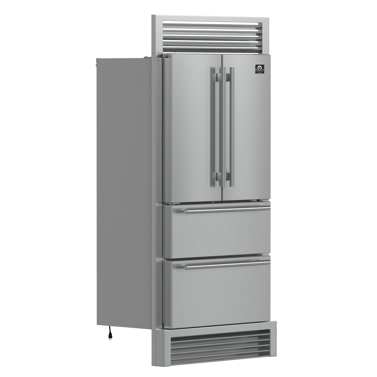 Forno Moena 40-Inch Built-In French Door Refrigerator, 19.2 cu ft, Stainless Steel, Ice Maker, Trim Kit (FFRBI1820-40SG)