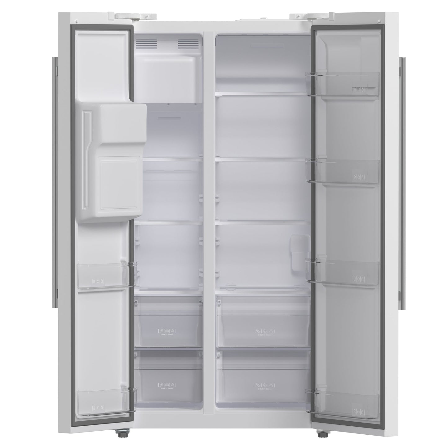 Forno Salerno 36" Side-by-Side Refrigerator, 20 cu. ft., White, External Water & Ice Dispenser, Stainless Steel Handles, FFRBI1844-36WHT