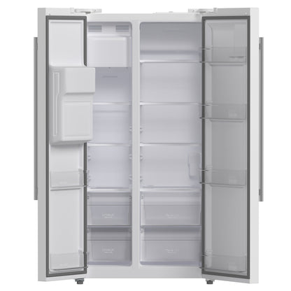 Forno Salerno 36" Side-by-Side Refrigerator, 20 cu. ft., White, External Water & Ice Dispenser, Stainless Steel Handles, FFRBI1844-36WHT