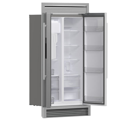 Forno Salerno 40-Inch Built-In Side-by-Side Refrigerator, 20 Cu. Ft., Water & Ice Dispenser, Stainless Steel with Grill Trim Kit (FFRBI1844-40SG)