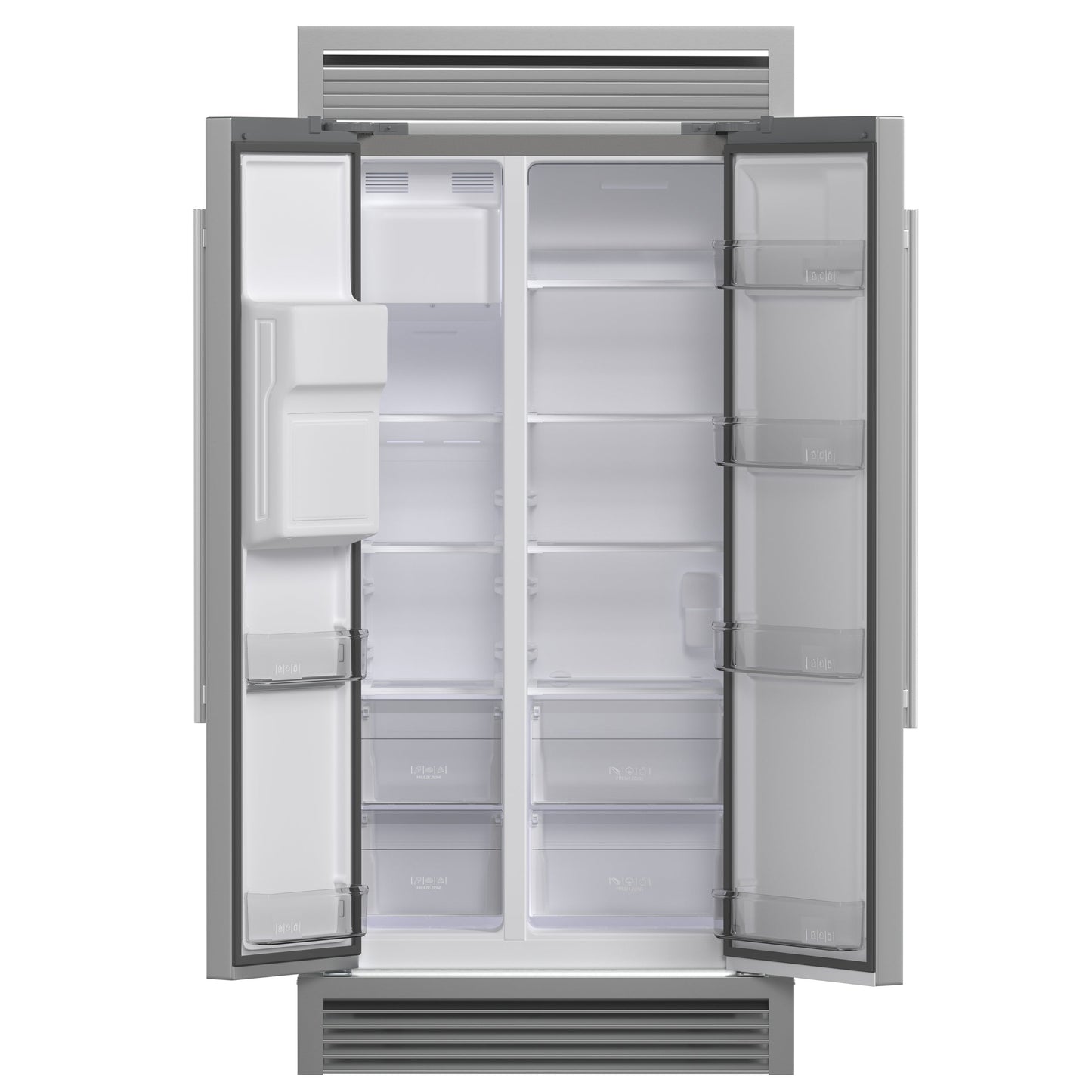 Forno Salerno 40-Inch Built-In Side-by-Side Refrigerator, 20 Cu. Ft., Water & Ice Dispenser, Stainless Steel with Grill Trim Kit (FFRBI1844-40SG)