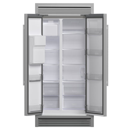 Forno Salerno 40-Inch Built-In Side-by-Side Refrigerator, 20 Cu. Ft., Water & Ice Dispenser, Stainless Steel with Grill Trim Kit (FFRBI1844-40SG)